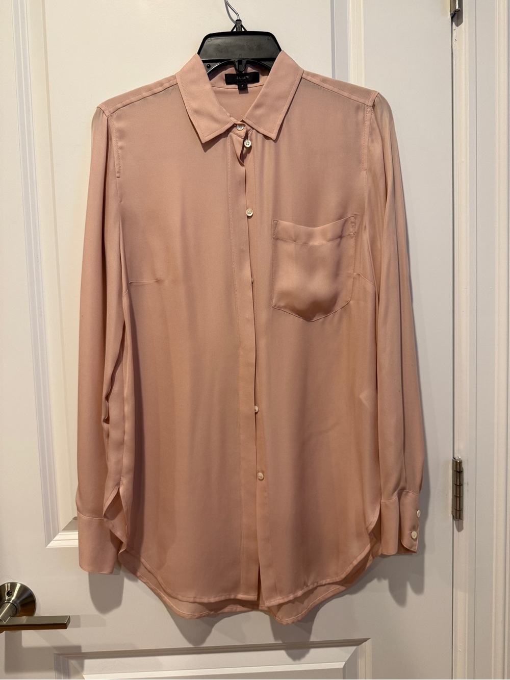 J.Crew Blush Silk Button-Up Shirt